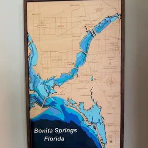 Nautical Wood Maps - Bonita Springs Florida Decorative Wall Art