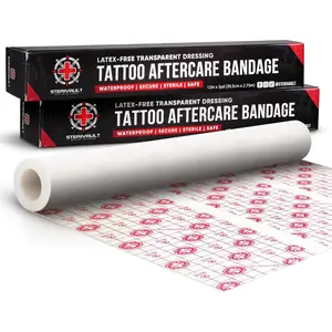 Tattoo Aftercare Bandage - 12" Wide x 3 yd - Veteran Owned - Waterproof Bandages - Tattoo Wrap - Tattoo Second Skin Cover - Large Tattoo Cover