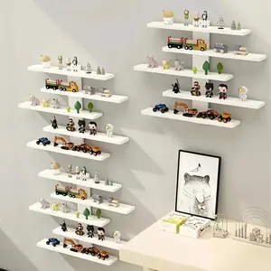 Adjustable Five-Tier Wall-Mounted Display Shelf, Ideal for Storing Figurines and Collectibles, Perfect for Dolls, Statues, and Toys