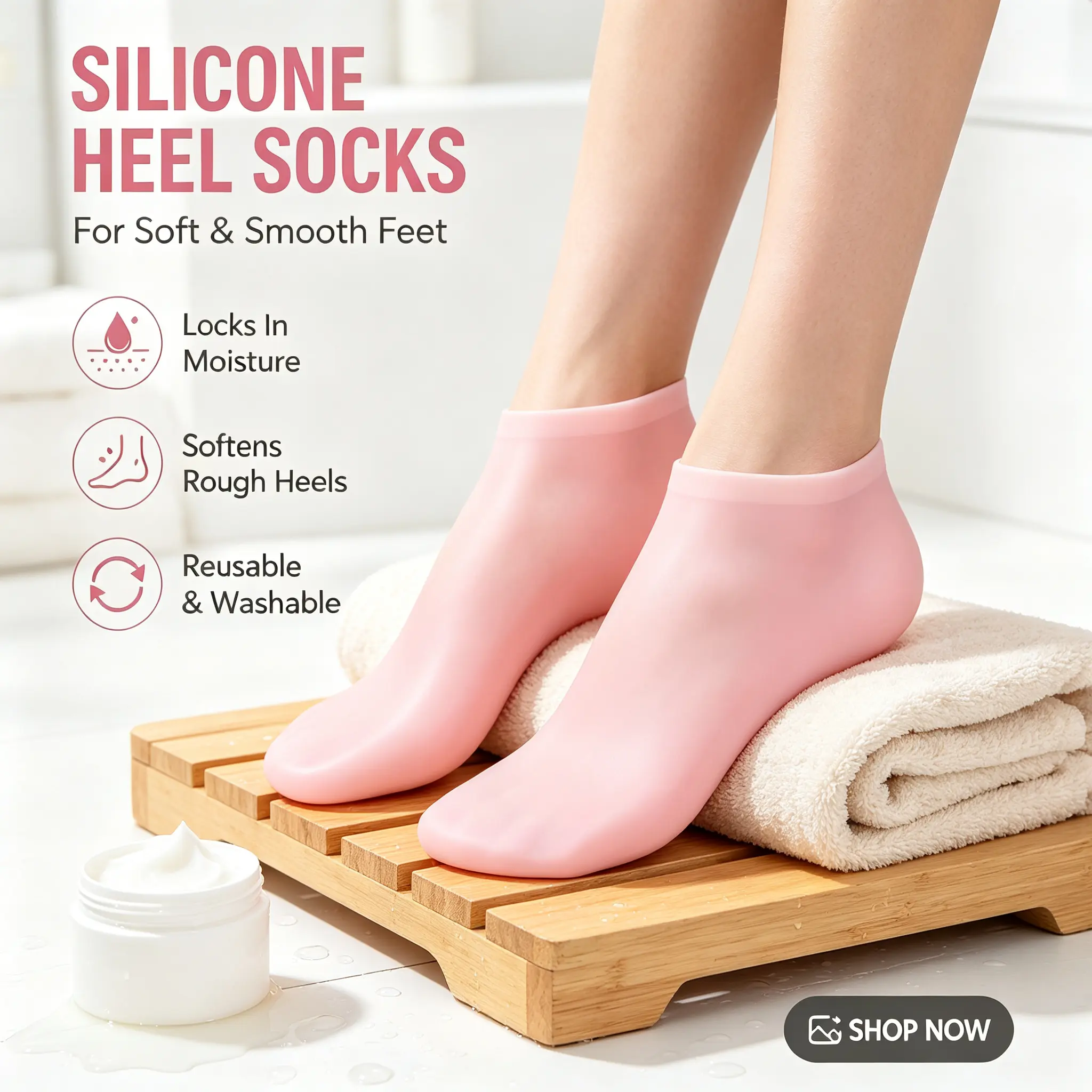 Reusable Silicone Foot Mask Socks, Deep Hydrating Moisturizing Socks for Dry Cracked Feet, DIY Home Pedicure Foot Care Tool for Men & Women