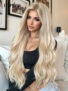 26 Inch Long Wavy Wigs for Women, Gorgeous Fluffy Wigs without Bangs, Deep Wavy Wigs, Synthetic Lace Front Wigs for Party, Daily Use