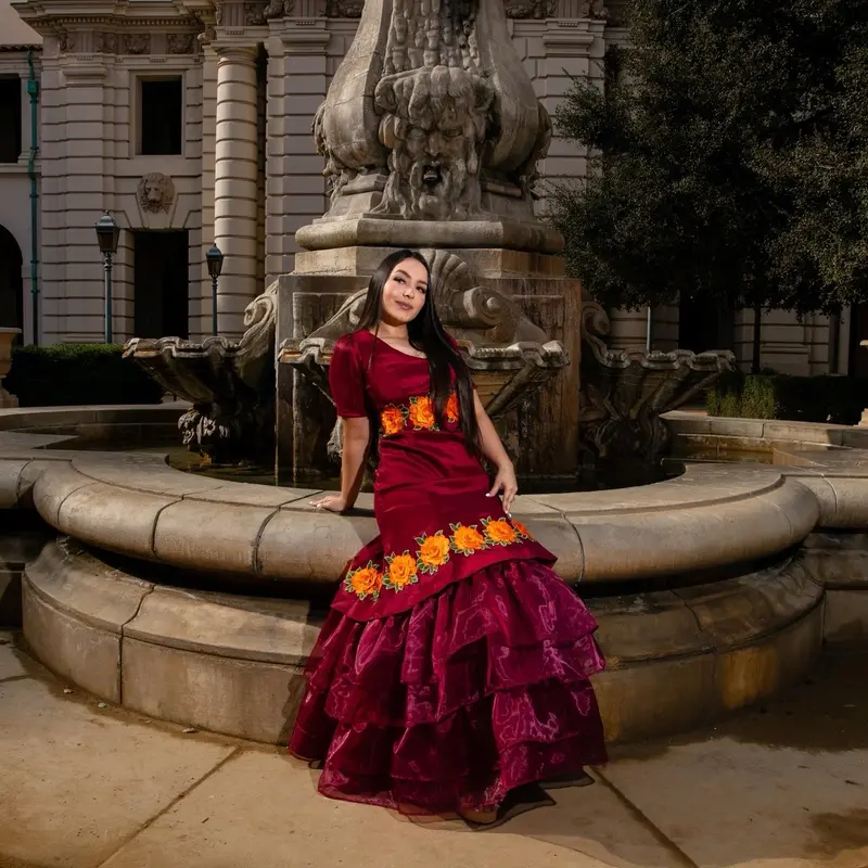 women's elegant mexican dresses Elegante Embroidered Mexican Dress Plus Size (XL) / Black