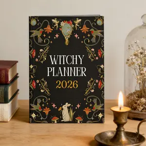 2026 Witchy Planner Book, Notebook Planner, Magical Daily Organizer with Moon Phases, Astrology Layouts & Gothic Journal Ritual Prompts, Gratitude Log, Goal Setting