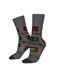 Time Travel Dashboard Socks, 80s Sci-Fi Movie Circuit Pattern, "Destination Time" Geek Gift