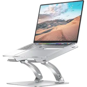 Fully Adjustable Laptop Stand for Desk, Dual Foldable  Computer Riser with Heat-Vent,  Notebook Holder Portable Office Accessories Compatible with  10-17" Laptops,