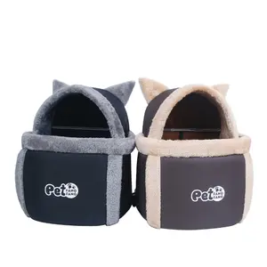 PET FANG FANG Cozy Winter Pet Sling Carrier - Large Capacity, Soft & Breathable Dog & Cat Backpack with Plush Fur Trim, Black/Gray Options for Autumn