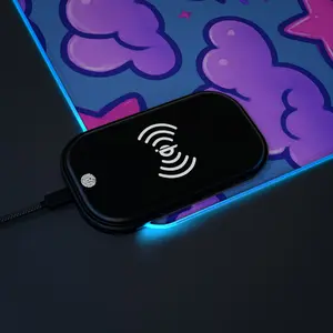 Pink & Blue Cloud LED Gaming Mouse Pad — Wireless Charging RGB Mousepad