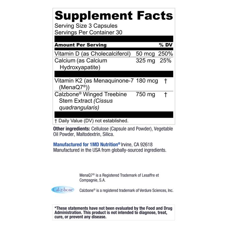 1MD Nutrition OsteoMD -Comprehensive Bone Density Support - Vitamin D3 & K2, Calcium & Calzbone Extract