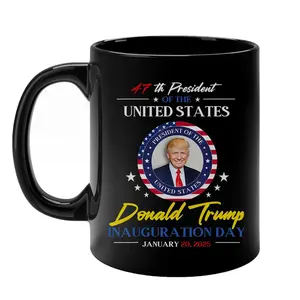 President Donald Trump Inauguration Day 2025 47th President Black 11oz and 15oz Mug - Donald Trump 2024 Campaign Ceramic Coffee Mug Drink Drinkware