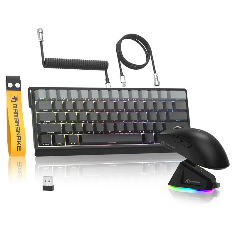 ATTACK SHARK X11&X60HE Mechanical Wireless Gaming Combo,Rapid Trigger Magnetic Switches 8K Keyboard,59g Ultra-Light Mouse with Charging Dock, 22K DPI,PAW3311,RGB Backlit 3-Mode with Coiled Cable