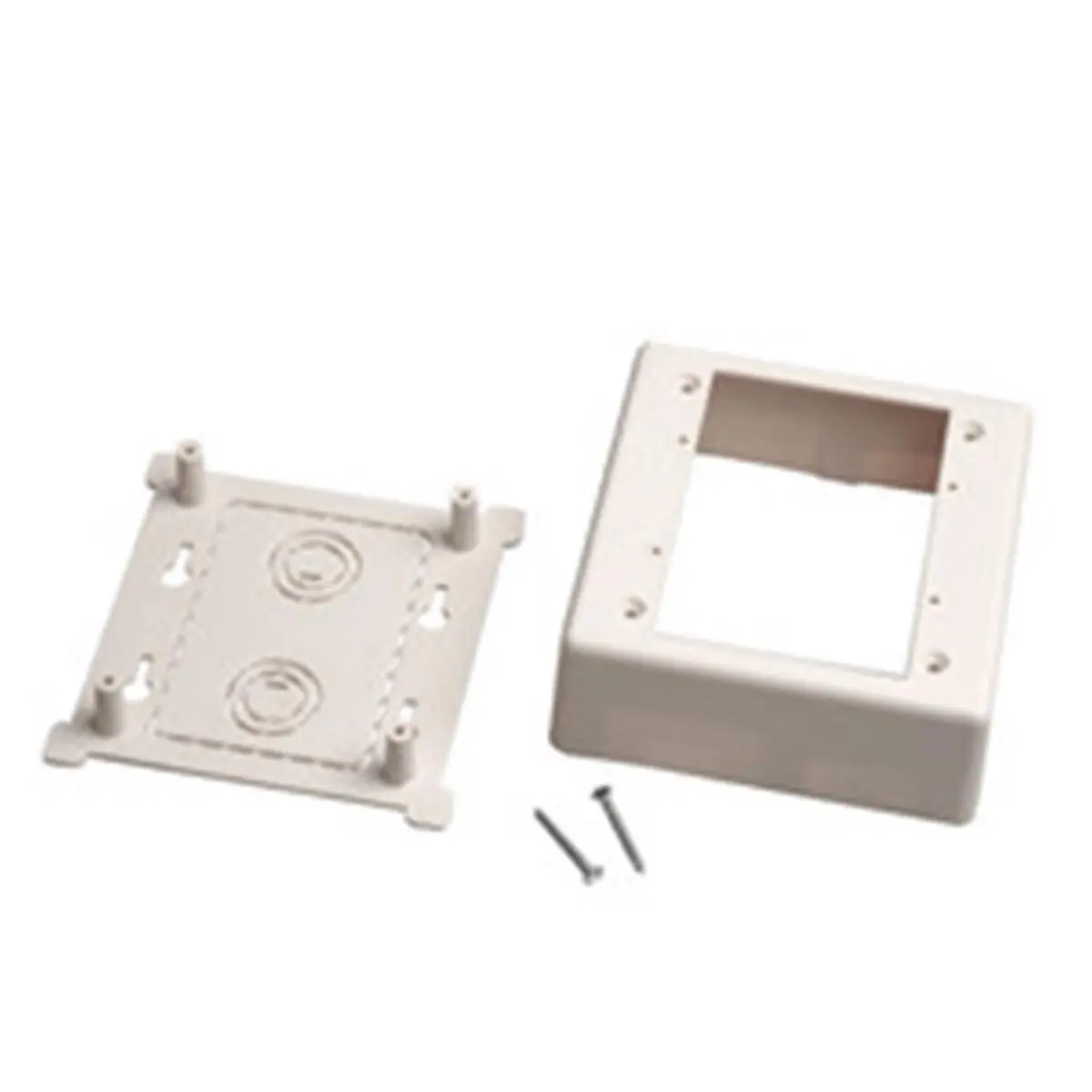 212 MAIN Dual Gang Surface-Mount Low Voltage Box with Raceway Knockouts, Raceway Installation Compatibility, White Wall-Mount Faceplate Enclosure