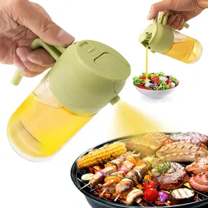 2 in 1 Glass Oil Sprayer & Dispenser, 470ml Glass Olive Oil Sprayer,Cooking Oil Sprayer,Salad,16oz Oil Sprayer for Oil Bottle - Kitchen Gadgets