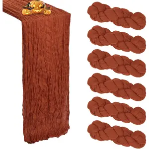 6 Pack Terracotta Cheesecloth Table Runner 10FT Boho Cheese Cloths Gauze Table Runner 120 Inch Rustic for Bridal Wedding Birthday Party Baby Shower Holiday Home Decorations