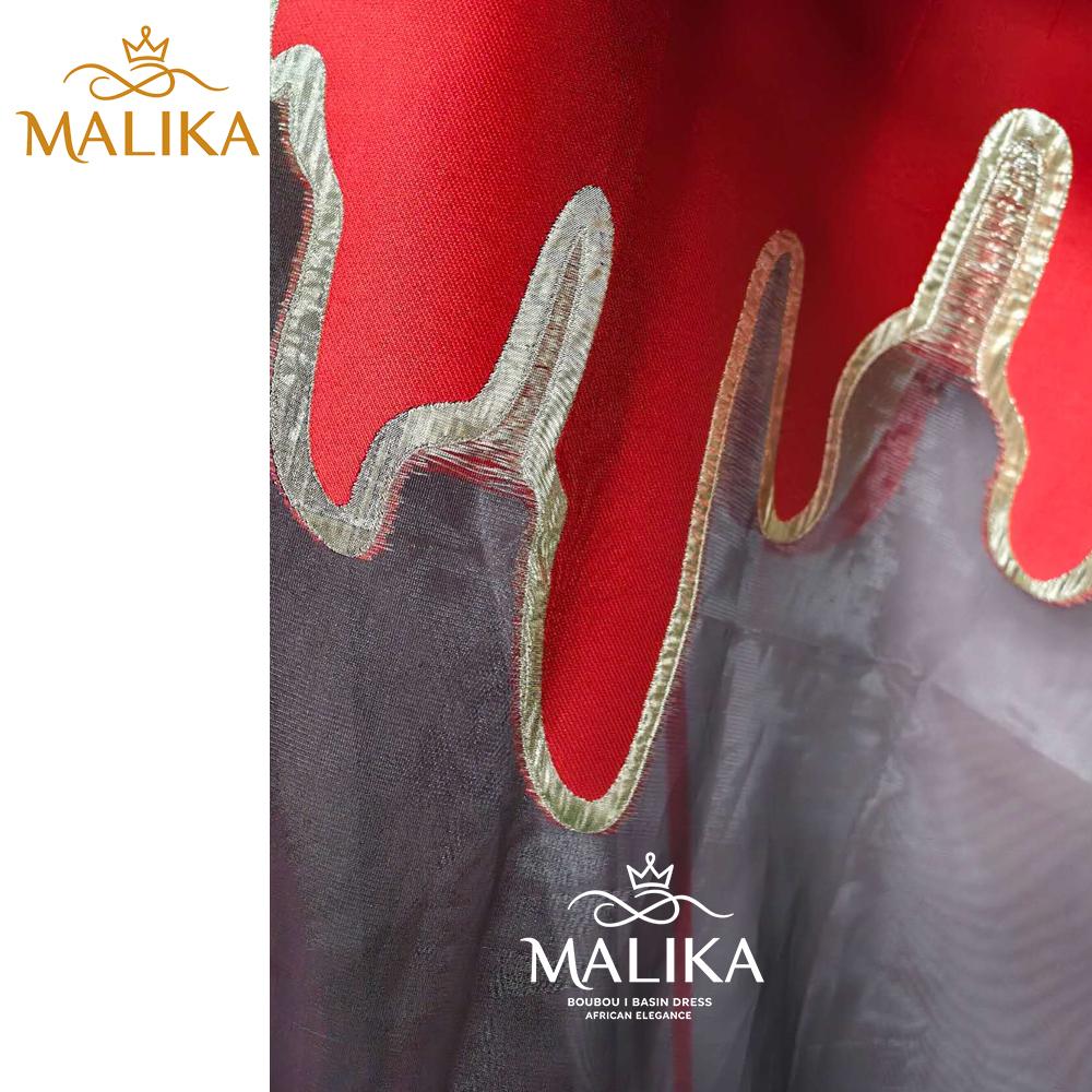 2pcs Set East Middle Red Brocard Boubou Dress With Strap Lining African Classical Party Dress Plus Size Luxury Long Sleeve