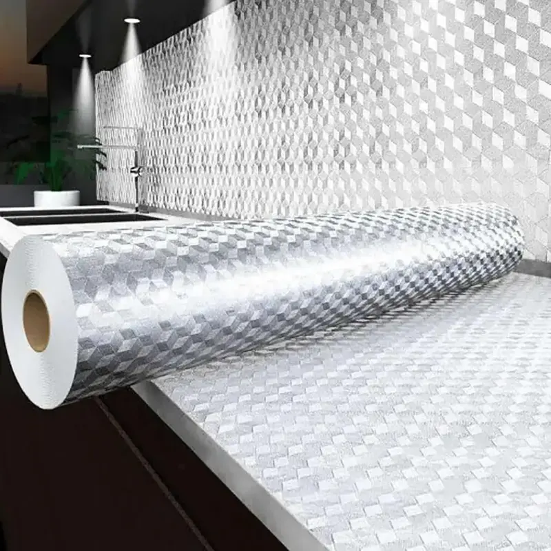 Peel and Stick Wallpaper, Waterproof Contact Paper for Kitchen Countertops Cabinets, Self-Adhesive Removable Aluminum Foil Sticker, Oil Proof Heat Resistant, Easy Clean (15.75 in x 16.4 ft)