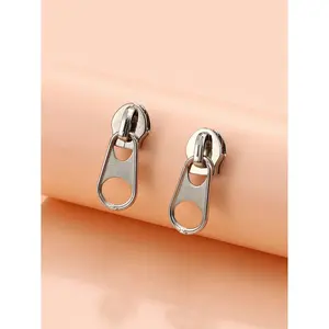Silver Zipper Pull Stud Earrings For Women Fashion Jewelry