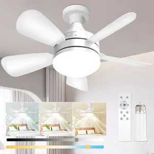 Socket Fan Light +Remote, 2000 Lumens 17.8" E26 Base Screw in Ceiling Fan Dimmbl