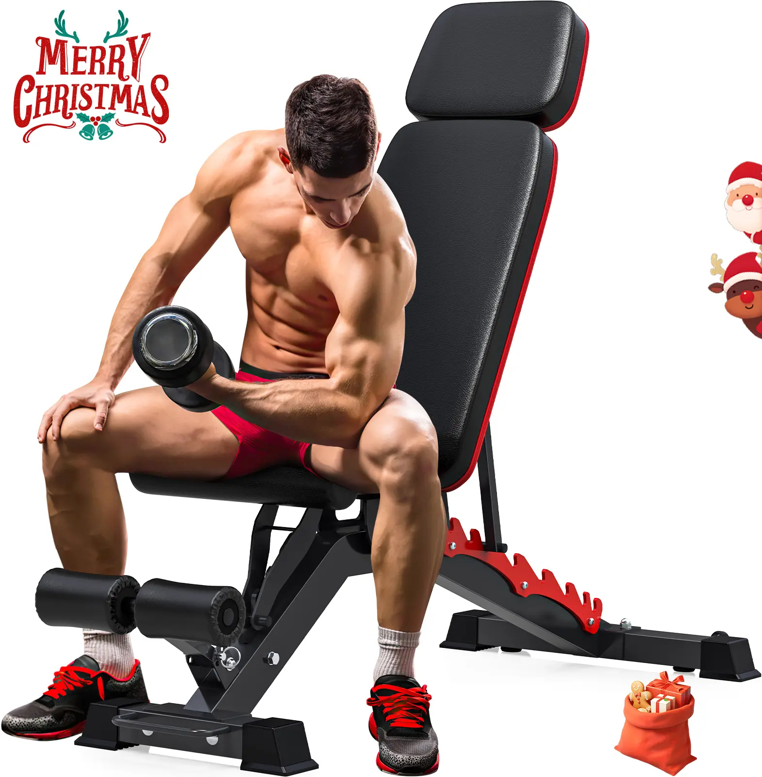Hapsor Heavy-Duty Alloy Steel & Leather Weight Bench, Adjustable Strength Training Equipment with 1200 lbs Capacity for Weight Lifting, Shoulders & Incline/Decline Workouts, 48.5 Pounds