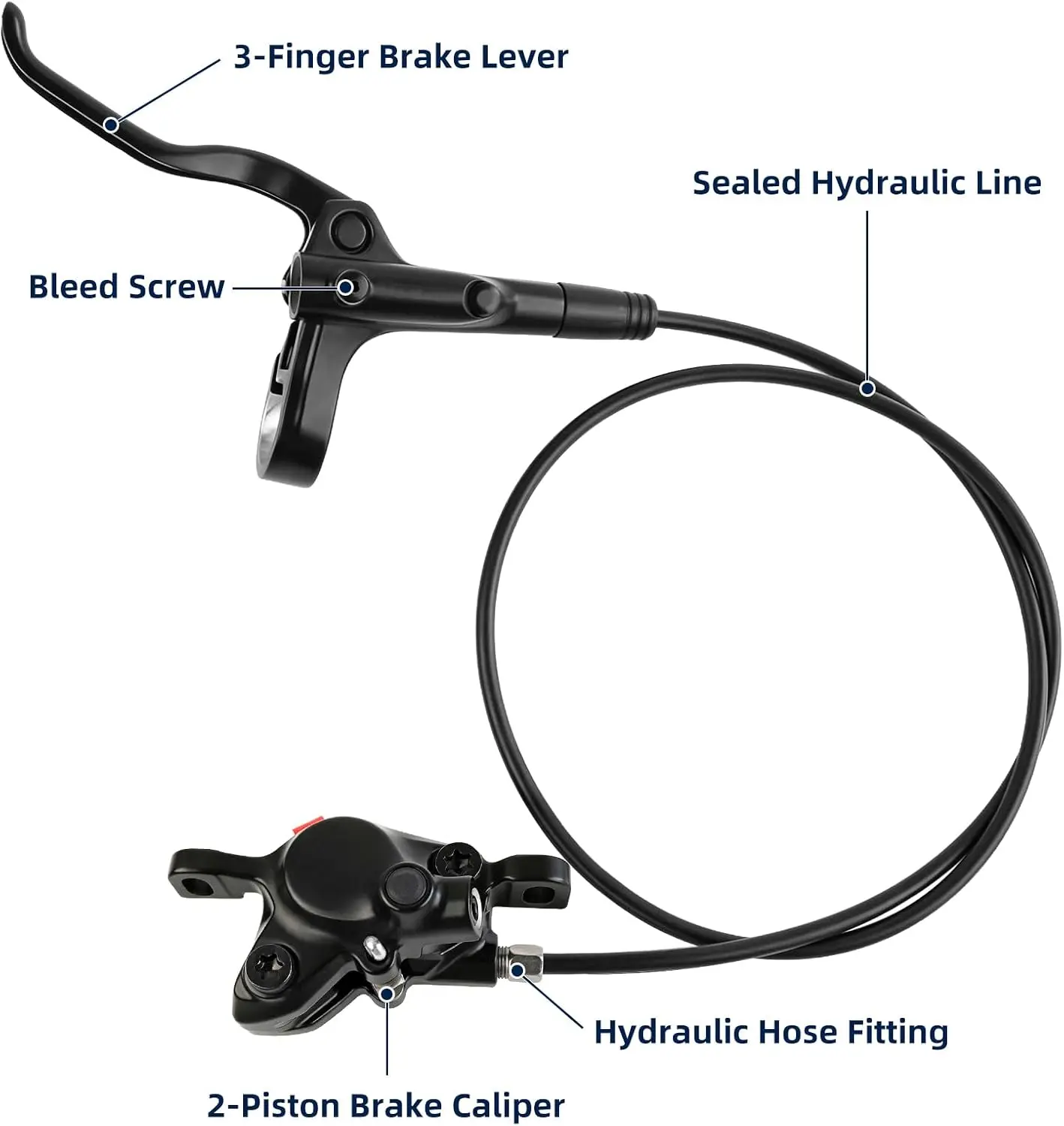 MT200 2-Piston Hydraulic Disc Brake Set Left Front 800mm Right Rear 1450mm Hydraulic Brakes Assembly Replacement Parts For MTB Mountain Bike Fat Bike Folding Bike E-Scooter Mountain Bicycle Hydraulic Brake Upgrade Kit