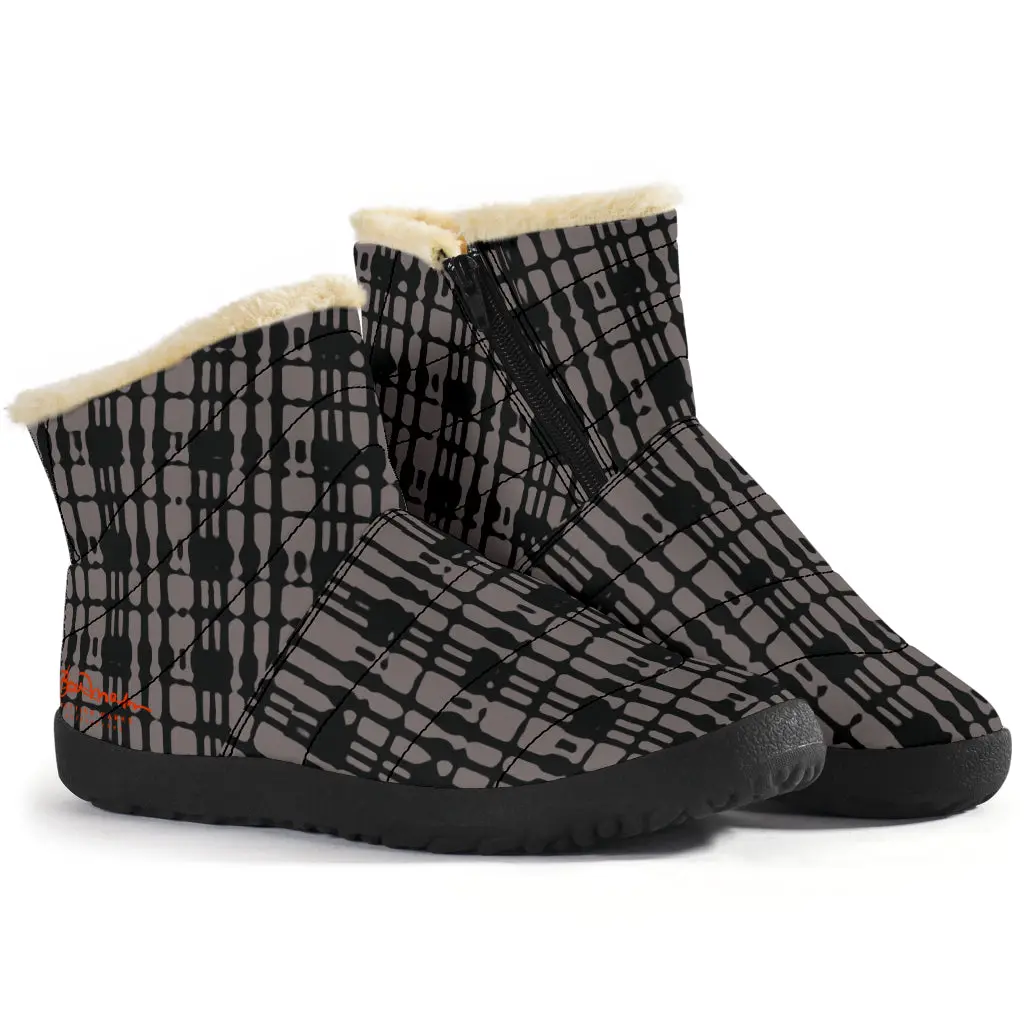 Black Tight Plaid Winter Boots