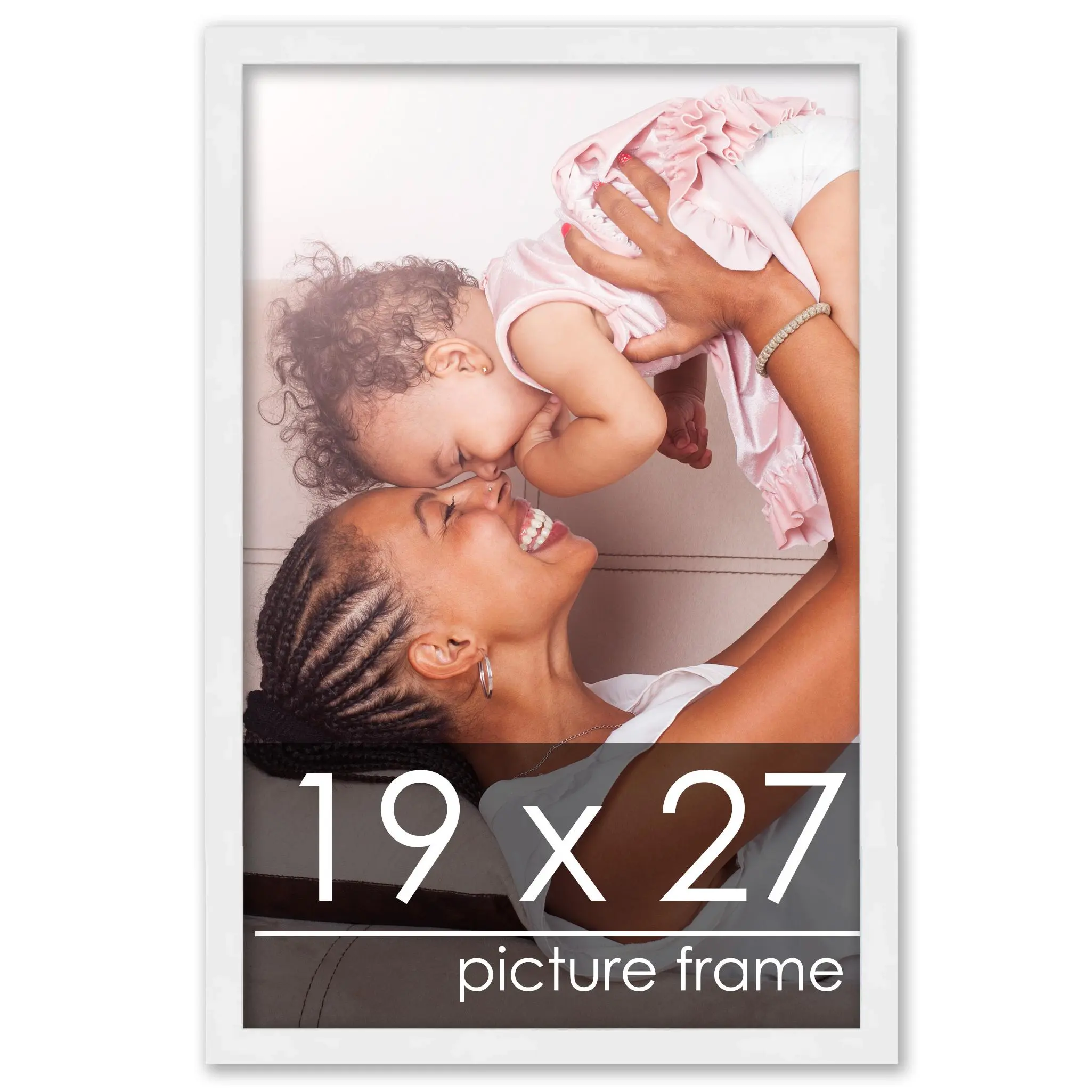 19x27 White Wood Picture Frame - UV Acrylic, Foam Board Backing, Hanging Hardware