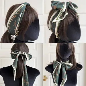 Women's Wallet Scarf Handbag Headscarf Hair Bag 2025 New Long Tight Fashion Silk  57" X 5.3' Elegant Medium Square Satin