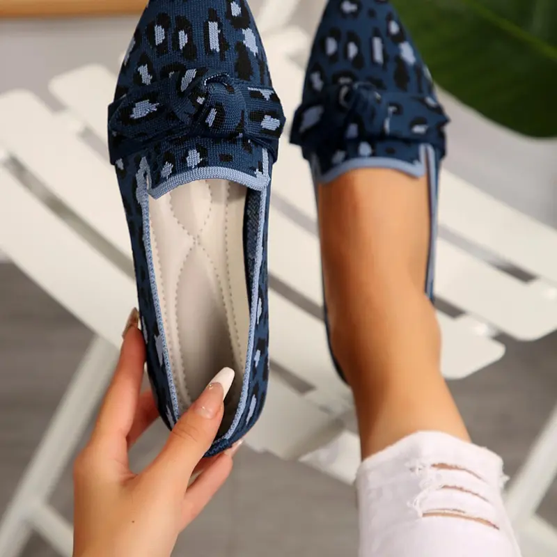 Women's New Pointed Toe Flat Shoes, Casual Knitted Breathable Design, Comfortable Slip-On All Day Wear, Perfect Gift Choice, Rubber