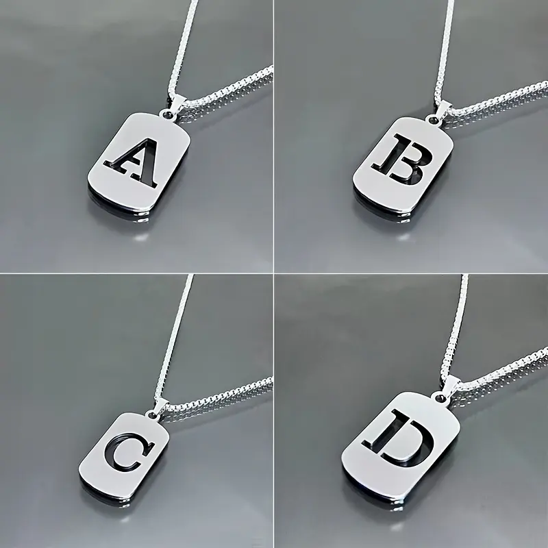 Men's Titanium Steel Dog Tag Pendant Necklace - Hip Hop Jewelry, Script-and-Numeric-Symbols Design, Chain Jewelry Necklaces for Daily Casual Wear