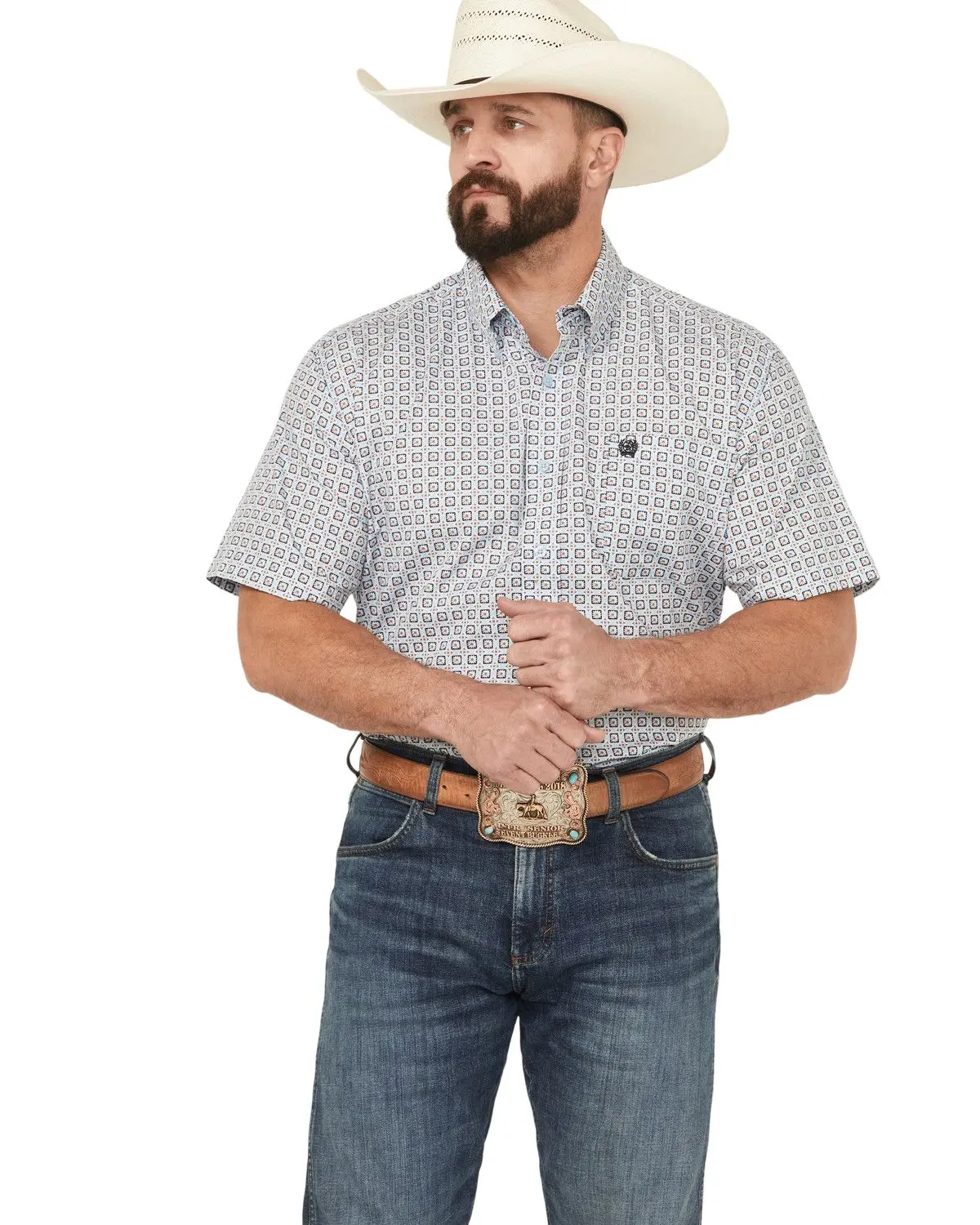Cinch Men's Men'S Floral Geo Print Short Sleeve Button-Down Western Shirt - Mtw1111490