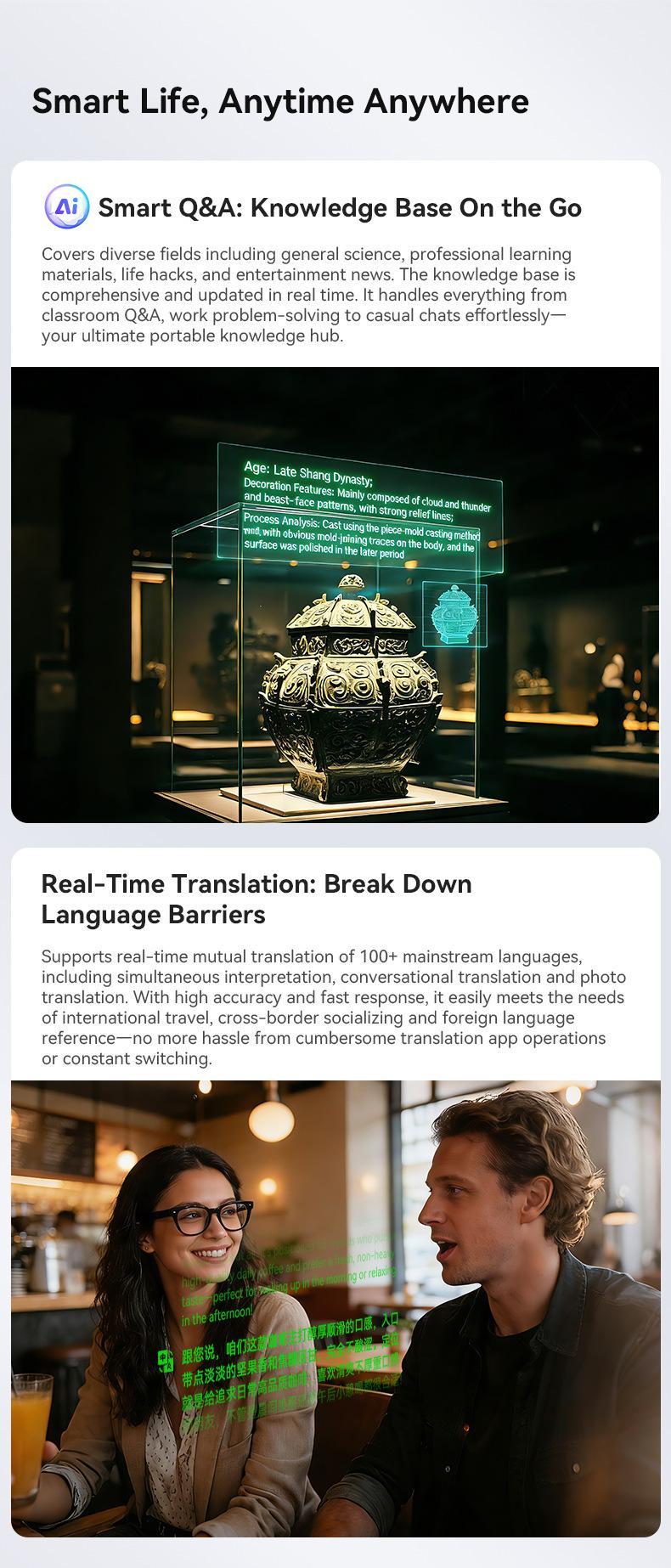 G1 AI Smart Glasses with Charging Case, 8MP HD Camera Glasses for Men Women, 1200P Video Recording, Open-Ear Bluetooth Glasses for Audio with AI Translation/Voice Control G1 AI Smart Glasses with Charging Case, 8MP HD Camera Glasses for Men Women, 1200P Video Recording, Open-Ear Bluetooth Glasses for Audio with AI Translation/Voice Control