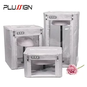 Wig Package Box For Toupee Closure Frontal M Size Hair Bag Wigs Storage Box With Display Stand And Half Head Top Hair Boxes