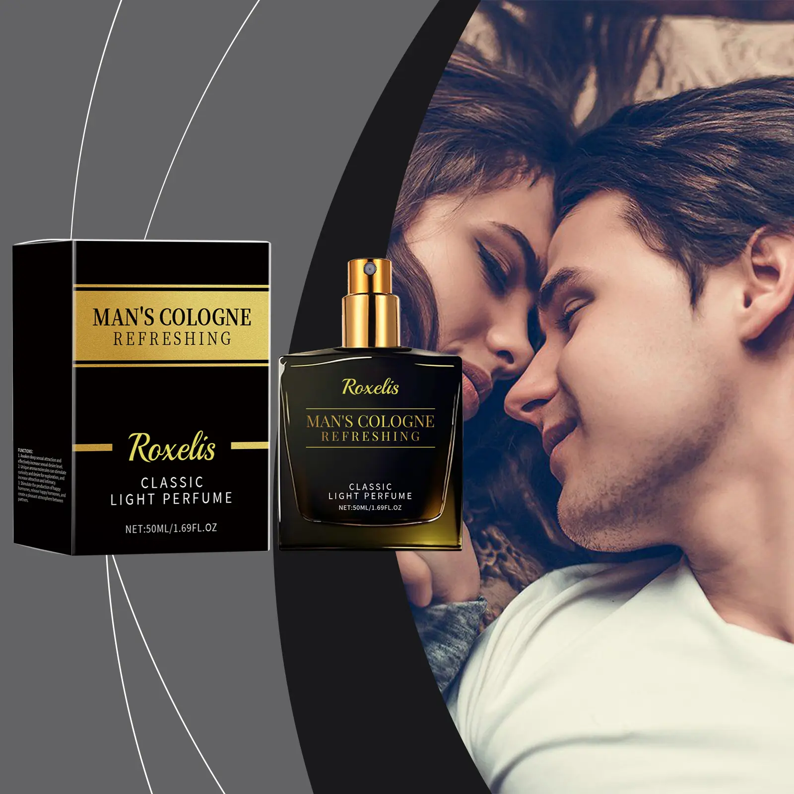 Roxelis Men's Charm Cologne Rich Cologne Pheromones Exude Male Charm Niche Portable Cologne