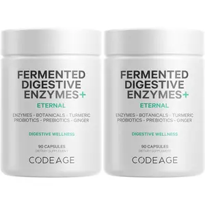 Fermented Digestive Enzymes Supplement 3-Month Supply - 14 Digestive Enzymes, Probiotics, Prebiotics, Fermented Botanicals, Plant-Based Multi Pancreatic Enzymes - 1 Capsule a Day - 90 Capsules