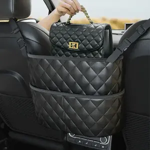 2026 New Car Middle Seat Storage Net Large Capacity Leather Bag Seat Back Storage Bag Car Chair Back Supplies Storage Goods Hanging Bag