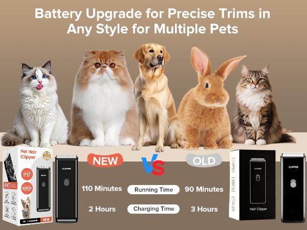 Pet Clippers for Dog Hair Grooming Low Noise, Rechargeable Cordless Cat Shaver with Ceramic Blade,Portable Pet Hair Trimmer for Matted & Long Hair