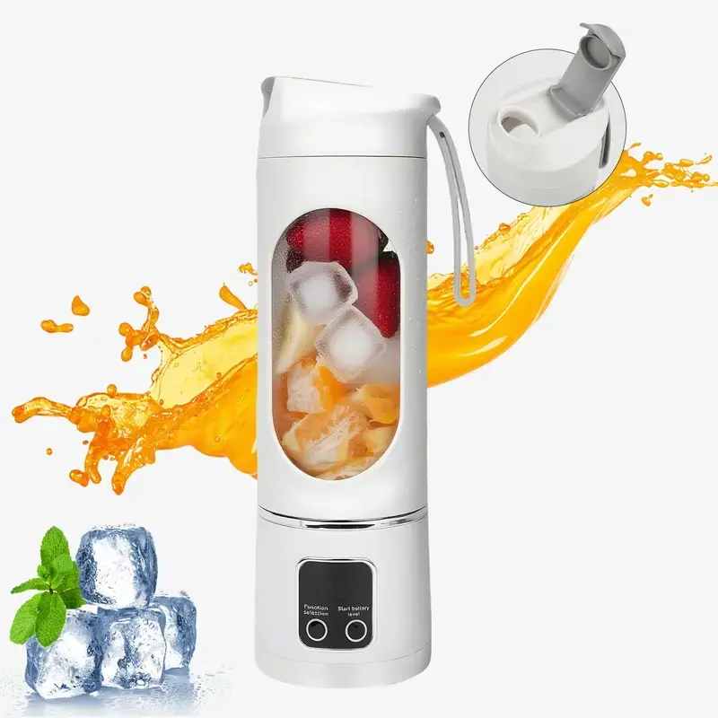 Portable Digital Multimode Juicer Blender, Mini Rechargeable Smoothie Maker with LED Display, 12-Blade Personal Blender Cup for Fruits, Juice, Milkshakes, Protein Drinks & Travel