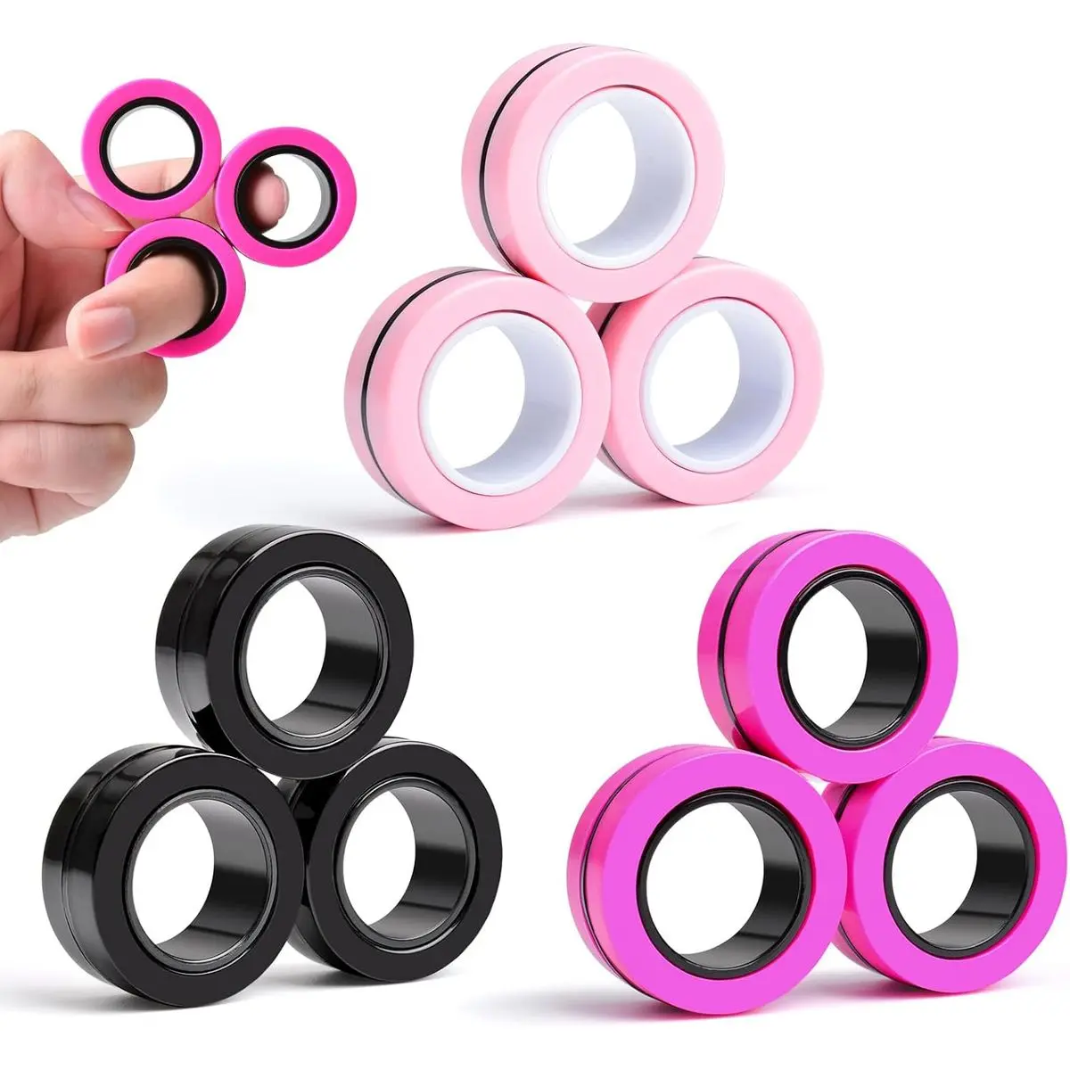 9 Pcs Black+red+pink