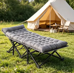 Heavy Duty Folding Camping Cot with Extra Thick Padded Mattress, Portable Foldable Sleeping Bed for Adults, Multi-Purpose Nap Bed for Office, Home Guest, Outdoor Camping, Travel, Beach, Stable Metal Frame Fold Up Bed with Storage Bag.