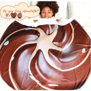 Fun Realistic Round Flannel Fleece Linen Food Pizza Donut Cookie Egg Chocolate Novelty Throw Bedding Couch Sofa Bed Spread Blankets