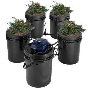 RDWC Hydroponics System Recirculating Deep Water Culture For Commercial And Home Growers, 4 Buckets, 5 Gallon Capacity, High Flow Return Lines, Durable PVC Tubing, Air Pump Included, Nutrient Delivery And System Maintenance