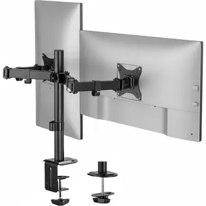 Dual  Stand, Full Motion Desk Mount for 2 Screens up to 32" and 19.8 lbs Each, Tilt Swivel Rotate, VESA 75x75 & 100x100, Adjustable Dual Screen Arm with C-Clamp or Grommet