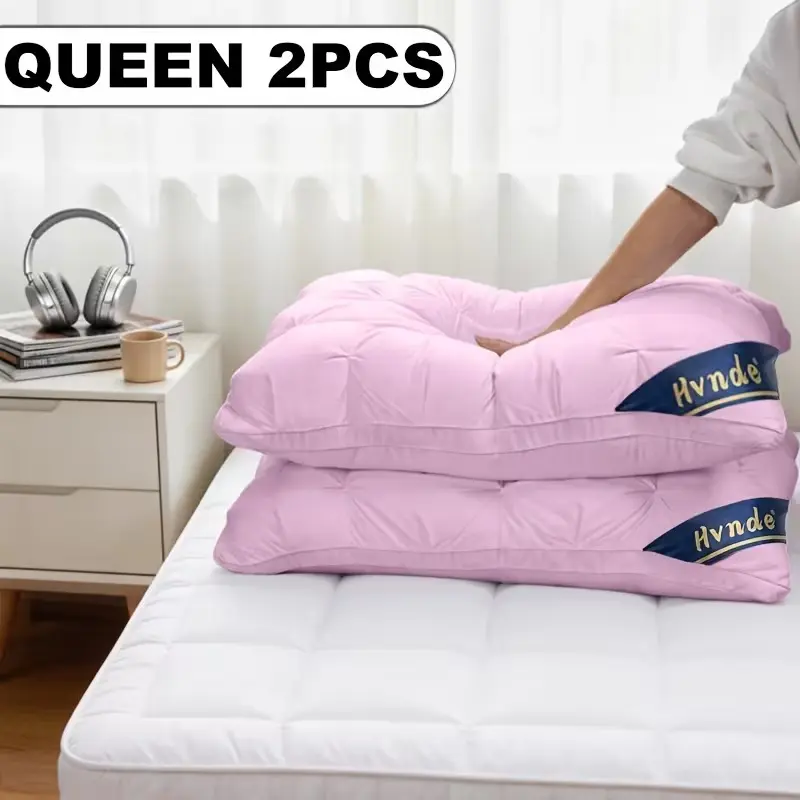 2pcs Luxury 5-Star Hotel Quality Pillows, Deep Sleep Neck Support, Non-Collapse High Pillow Core for All Seasons, Hypoallergenic Polyester Cover, Modern Pillow Design|Soft Texture Finish, Pillows for Sleeping, Cooling Pillows, Neck Pillow, Gift
