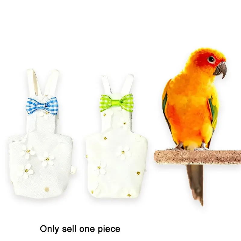 Pet Bird Clothing, Cute Washable Reusable Parrot Diaper, Soft Inner Layer Small Pet Bird Flight Suit, Bowknot Design and Flower Pattern
