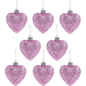 (R) 8 x 60mm   Glitter Heart Shaped  Tree Ornaments