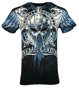 Xtreme Couture by Affliction Men's T-Shirt DEALER Biker Black MMA S-5X Crewneck Cotton