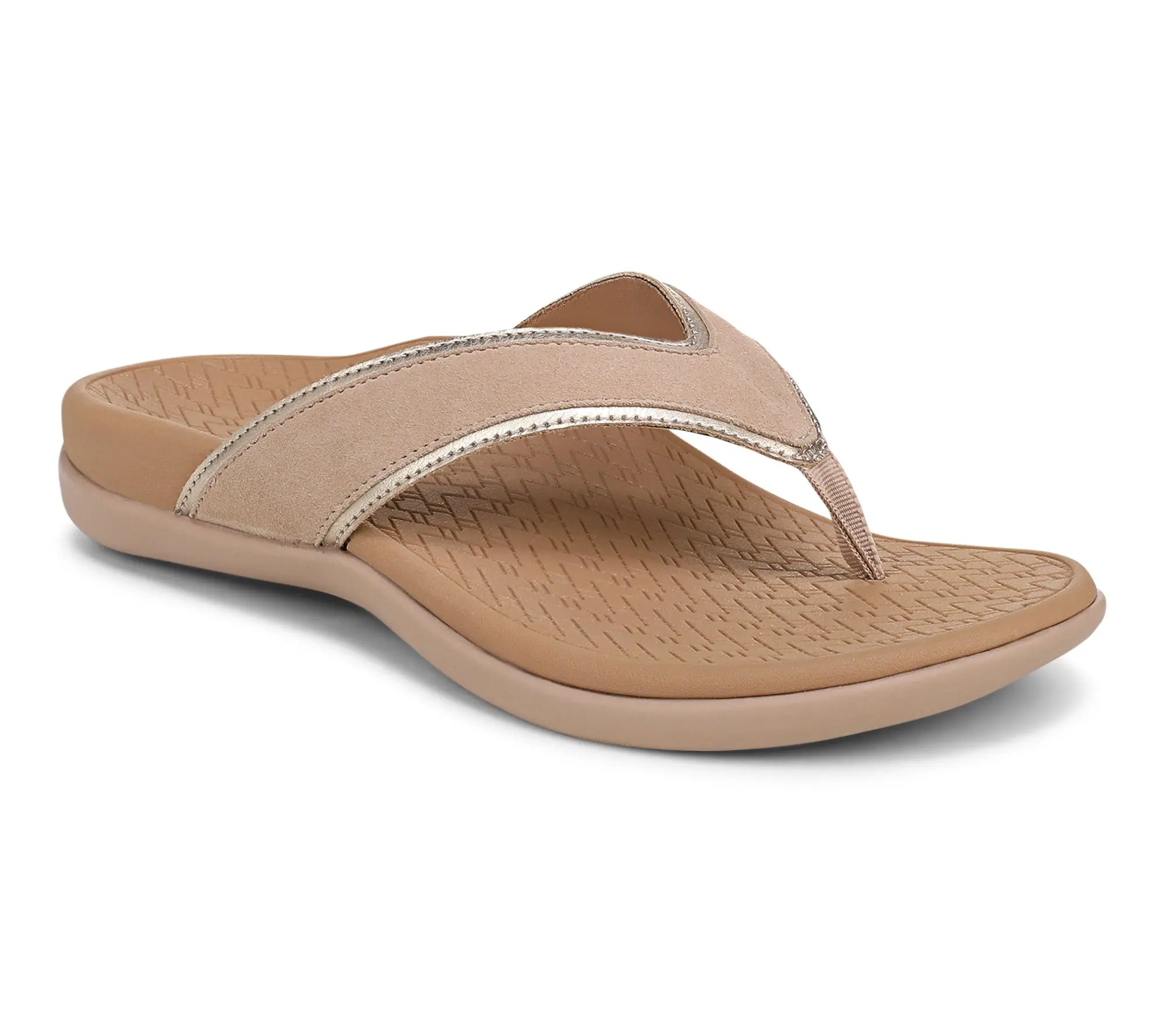 Vionic Leather Metallic Trim Thong Sandals - Tide Tava Vionic Leather Metallic Trim Thong Sandals - Tide Tava