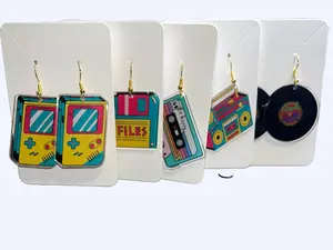 Nostalgic Acrylic Earrings- Retro themed floppy disk, cassette tape, stereo, record and gameboy earrings!
