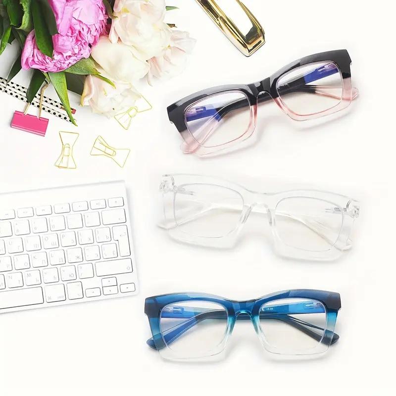 Fashionable Women's Reading Glasses Blue Light Blocking Computer Square