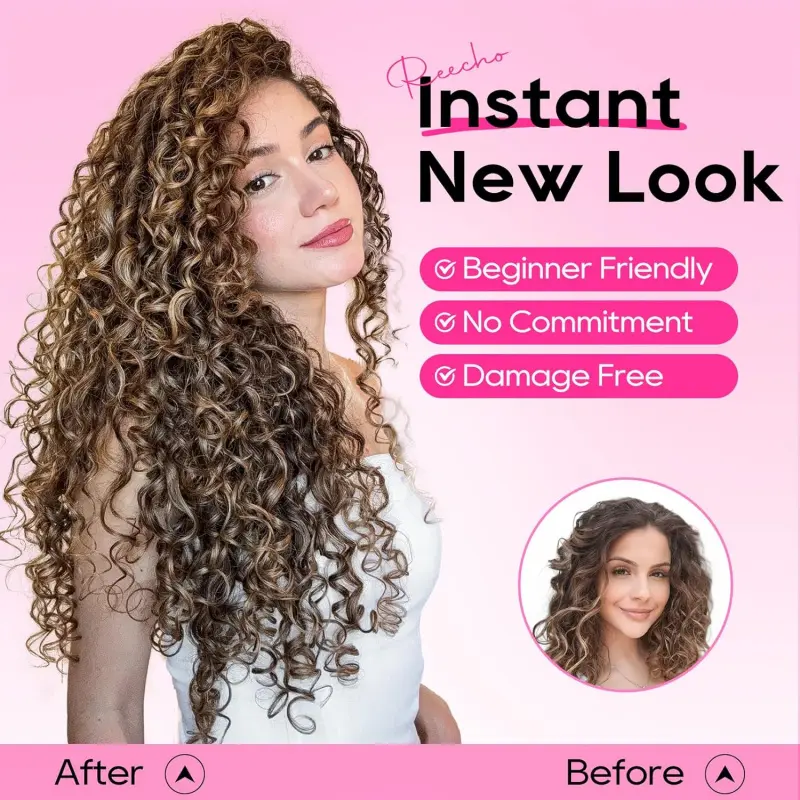 SUNDAY MIRTH Curly Hair Extensions - 4PCS 18" GoGo Curly Clip in Hair Extensions 100% Super Protein Hairpieces with Invisible Lace Weft Silky Soft Natural Look for Wome SUNDAY MIRTH Curly Hair Extensions - 4PCS 18" GoGo Curly Clip in Hair Extensions 100% Super Protein Hairpieces with Invisible Lace Weft Silky Soft Natural Look for Wome