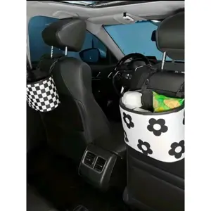 Car Organizer Hanging Bag, Car Back Seat Storage Pouch, Trunk Organization Essential, Plaid Pattern Design, All Seasons UseGift